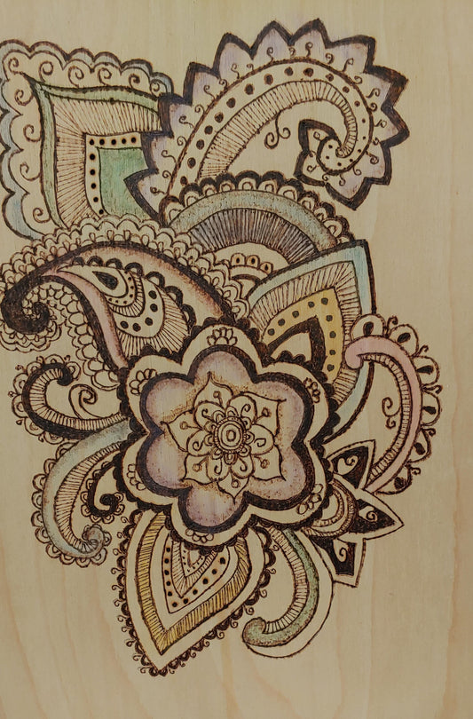 Beautiful Abstract Flowers and Flourishes Wood Burning (Pyrography)