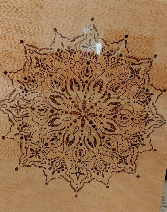 Mandala #8 Hand-Crafted Wood burning (Pyrography) on Birch or Basswood