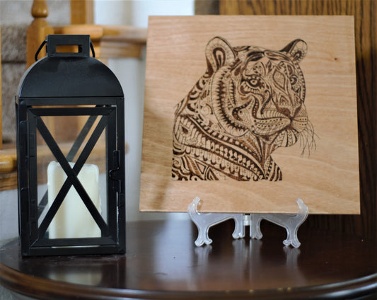 Tiger Mandala Wood burning (Pyrography)