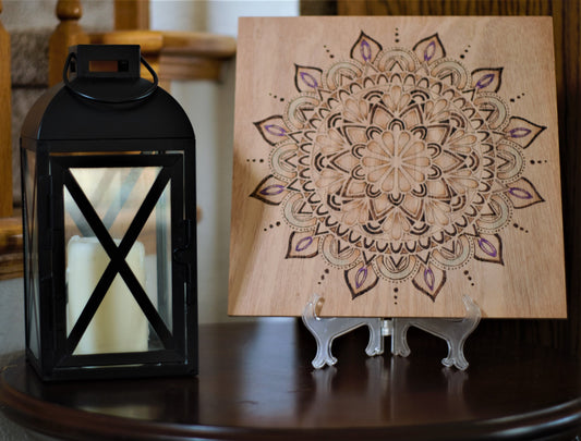 Mandala #2 Hand-Crafted Wood burning (Pyrography) on Birch